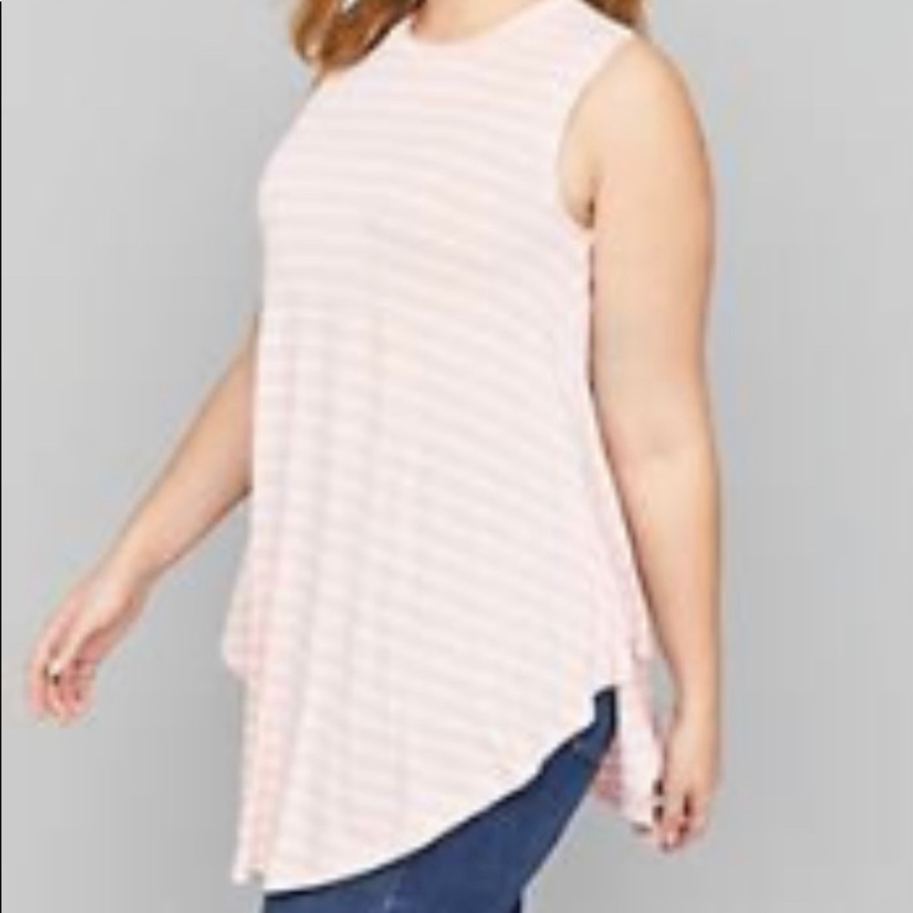 High Neck Drapery Tank | Pink Stripe | Size 14/16 | Brand NEW